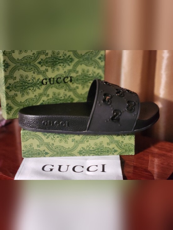 Gucci Shoes - NWOB Gucci GG Embossed Rubber Pool Slide Sandals